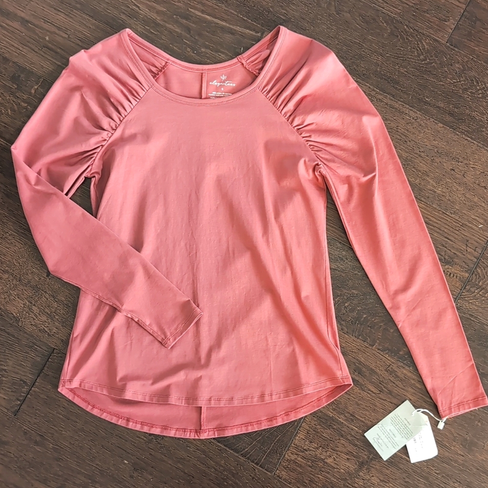 Pink Ruched Long -sleeve Top